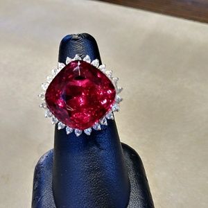 Lab Ruby Ring with Halo.